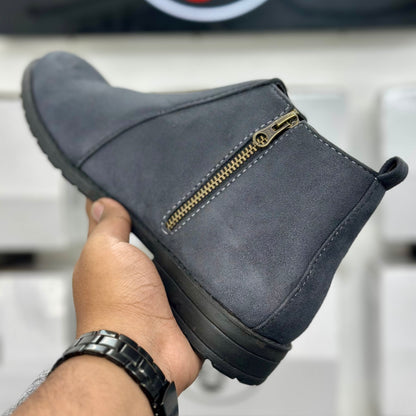 Esrakz Classic Grey Suede Chelsea Boots – Slip-On Ankle Dress Boots