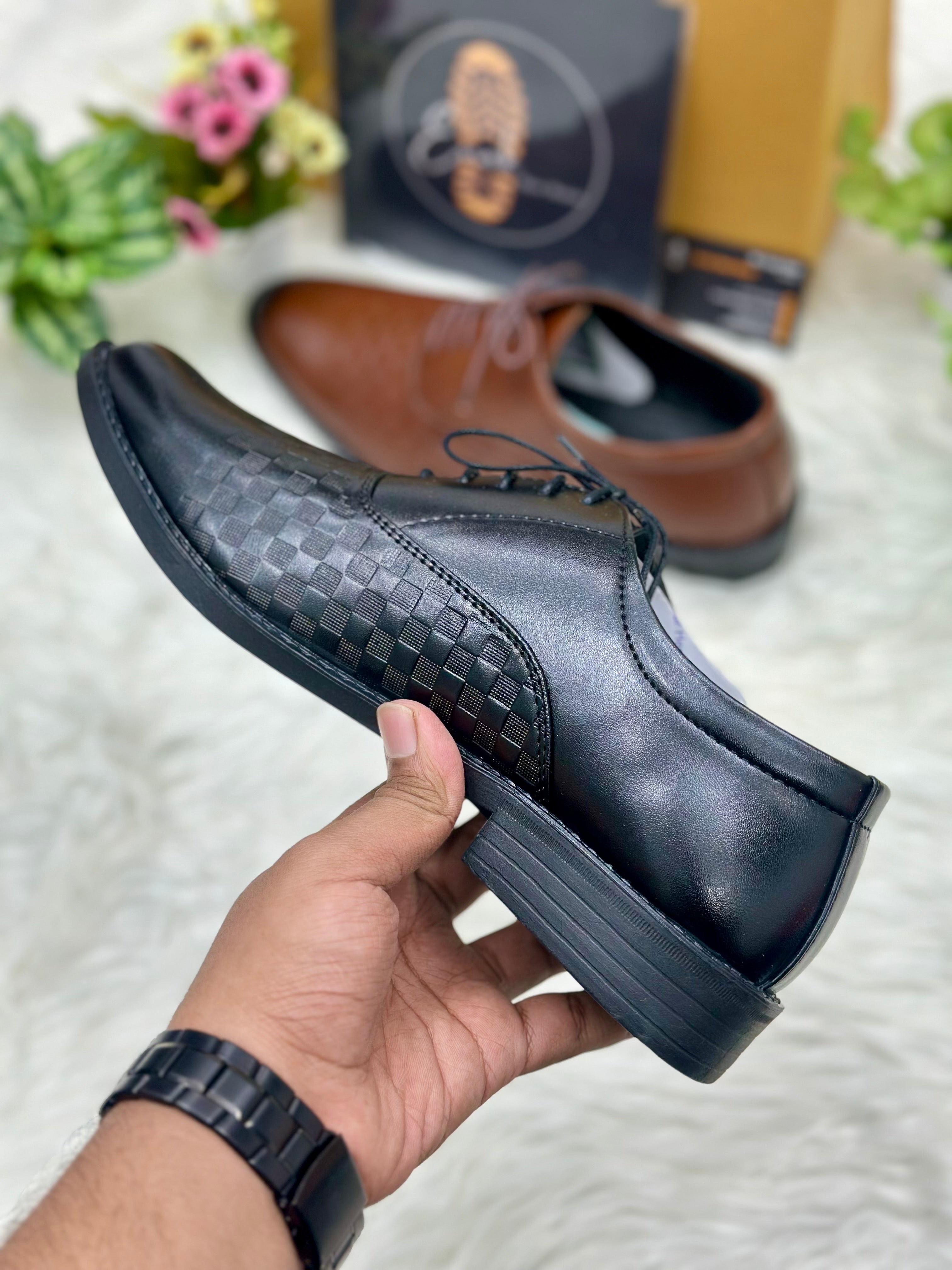 Esrakz-Black Lace-Up Formal Shoes