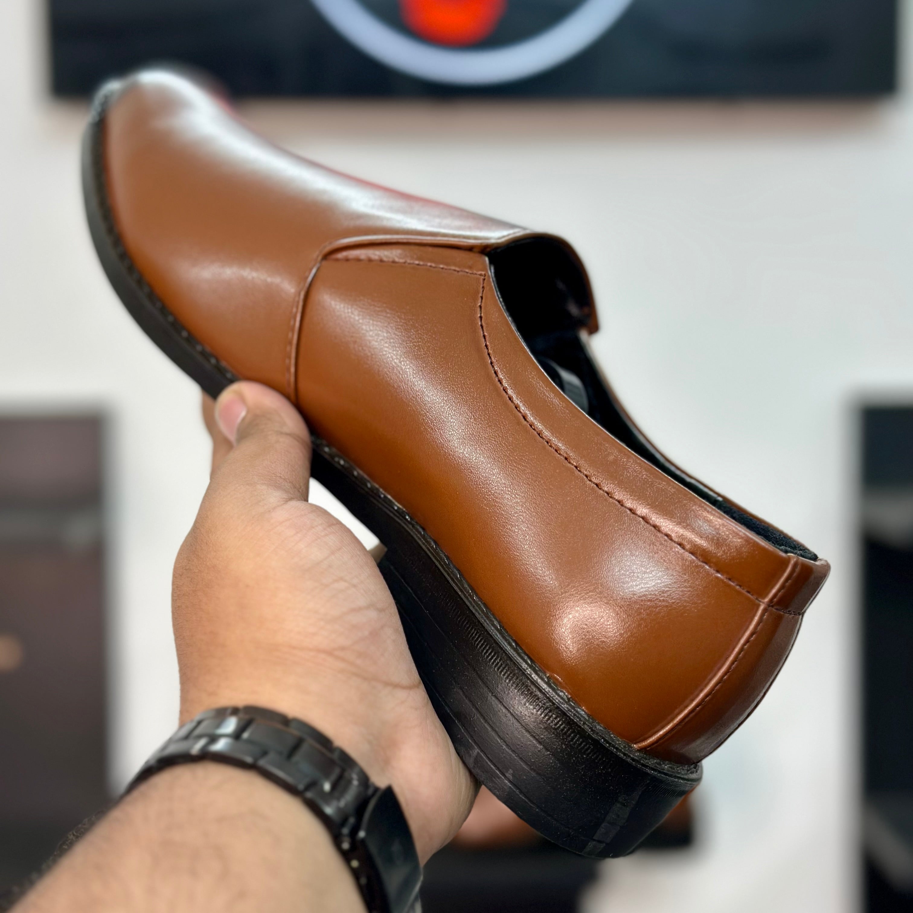 Esrakz Men’s Premium Brown Oxford Slip-On