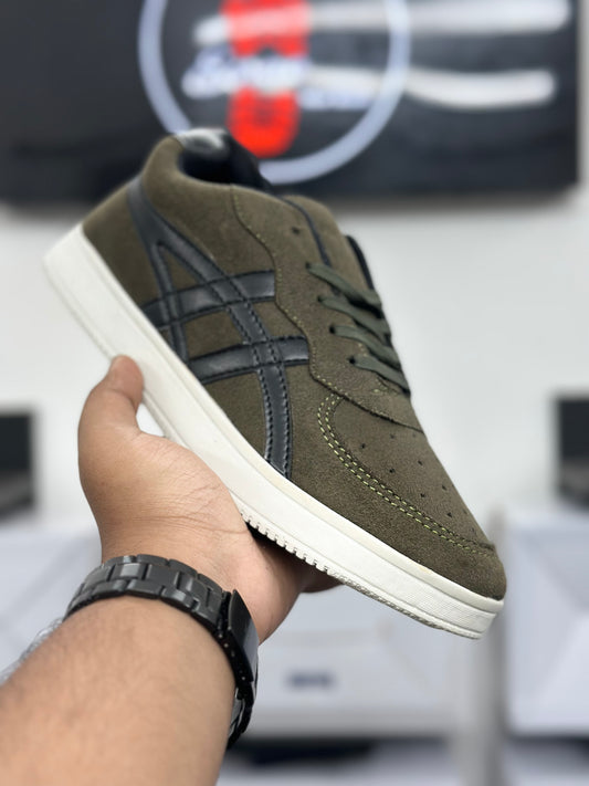 Olive Suede Street Sneakers – Premium Comfort Edition