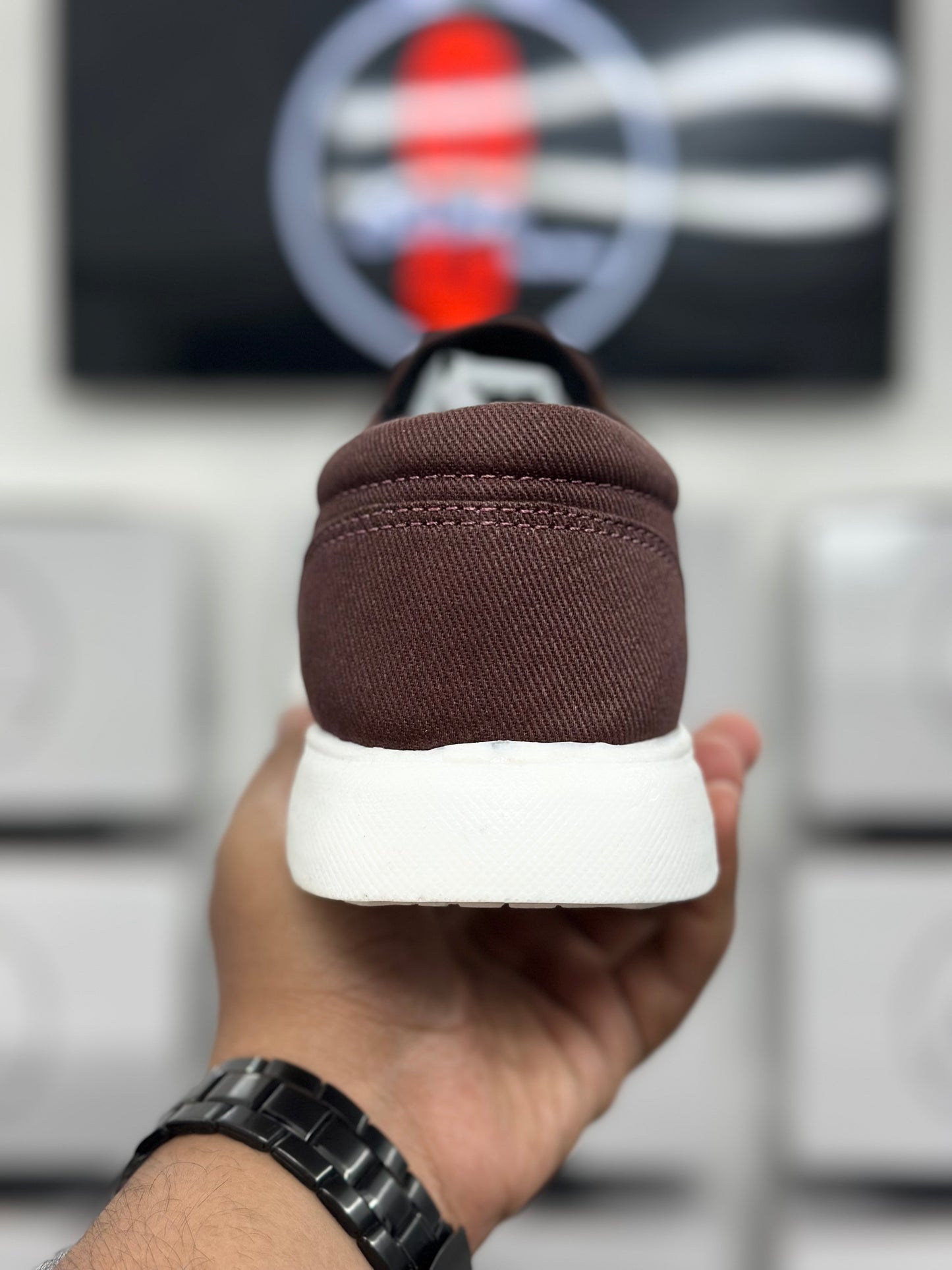 Esrakz Chocolate Brown Canvas Casual Slip-On Shoe