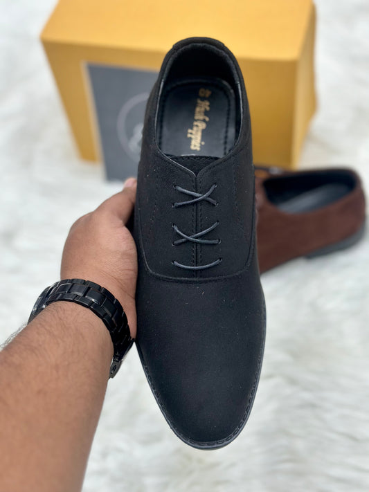 Esrakz-Classic Black Suede Oxford Shoes