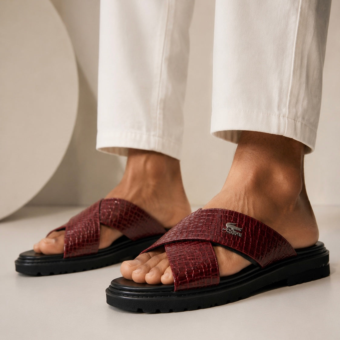 Esrakz Premium Dual Strap Sandals:Lacoste 03