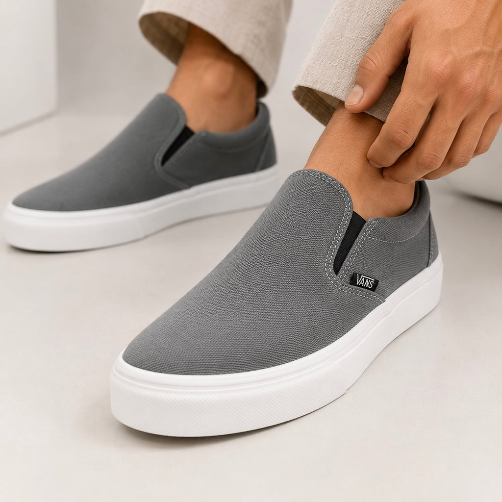 Esrakz Classic Grey Canvas Slip-On Shoe