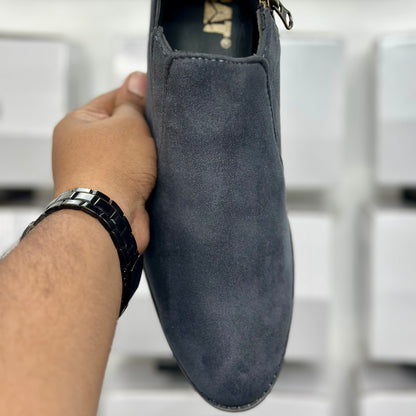 Esrakz Classic Grey Suede Chelsea Boots – Slip-On Ankle Dress Boots