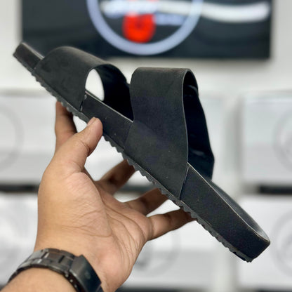 Esrakz Classic Black Suede-Look Dual-Strap Slingback Sandals