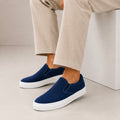 Esrakz Navy Blue Canvas Casual Slip-On Shoe