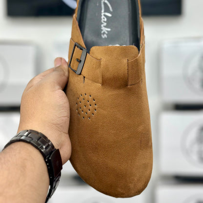 Esrakz Light Mustard Suede Slip-On Buckle Mule