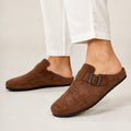 Esrakz Classic Brown Suede Slip-On Buckle Mule