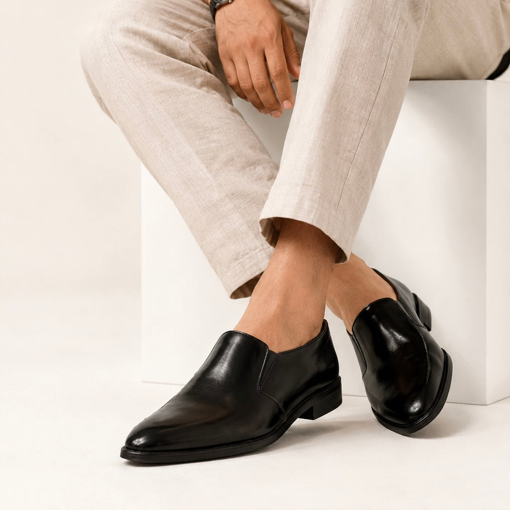 Esrakz Men’s Premium Black Oxford Slip-On