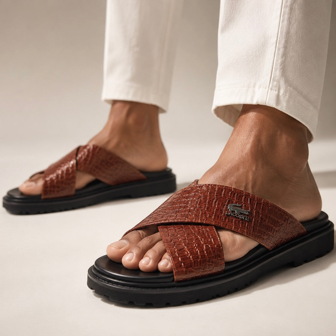 Esrakz Premium Dual Strap Sandals:Lacoste 02