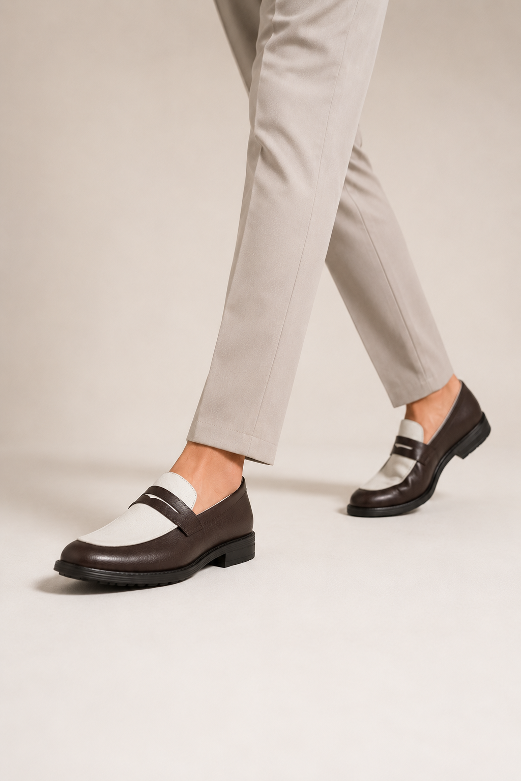 Men’s Two-Tone Penny Loafers – Chocolate
