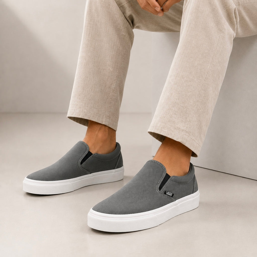 Esrakz Classic Grey Canvas Slip-On Shoe