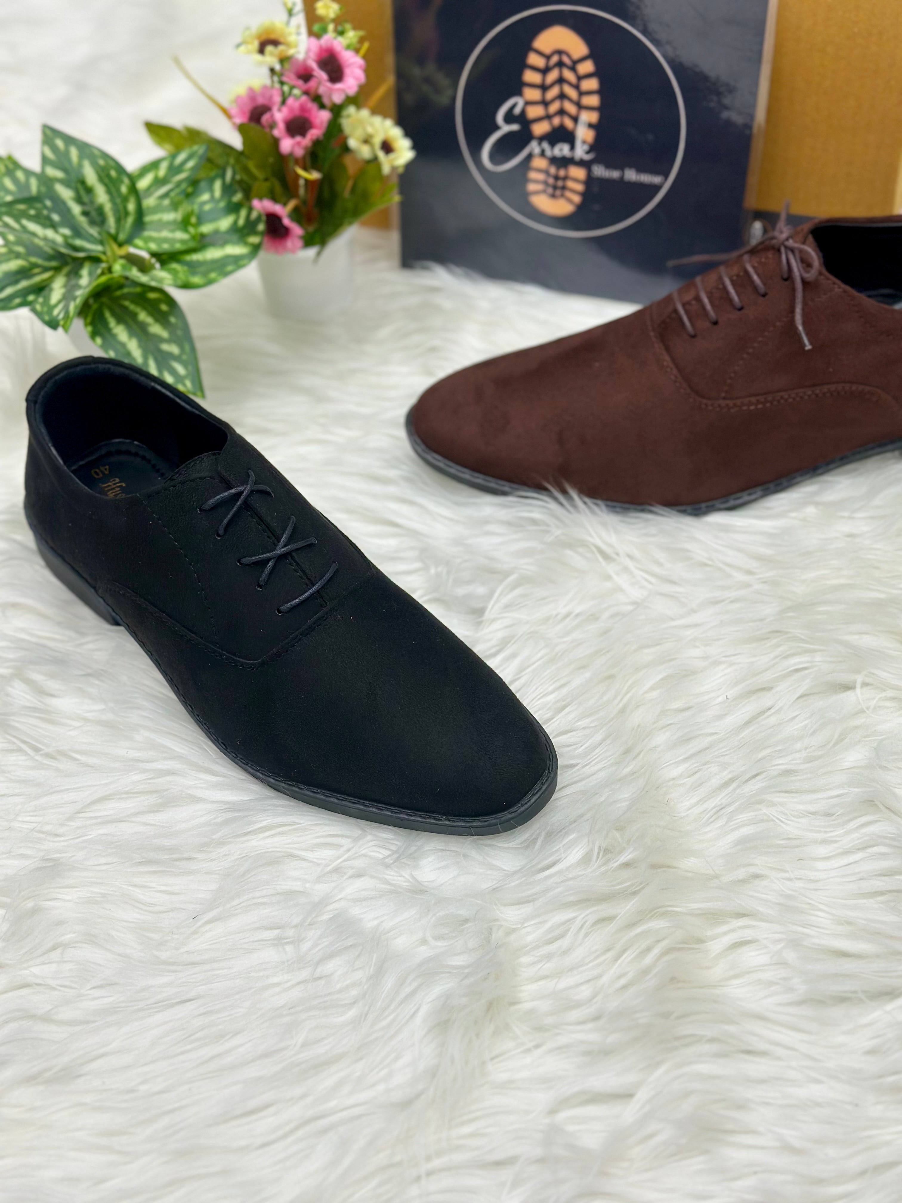 Esrakz-Classic Black Suede Oxford Shoes