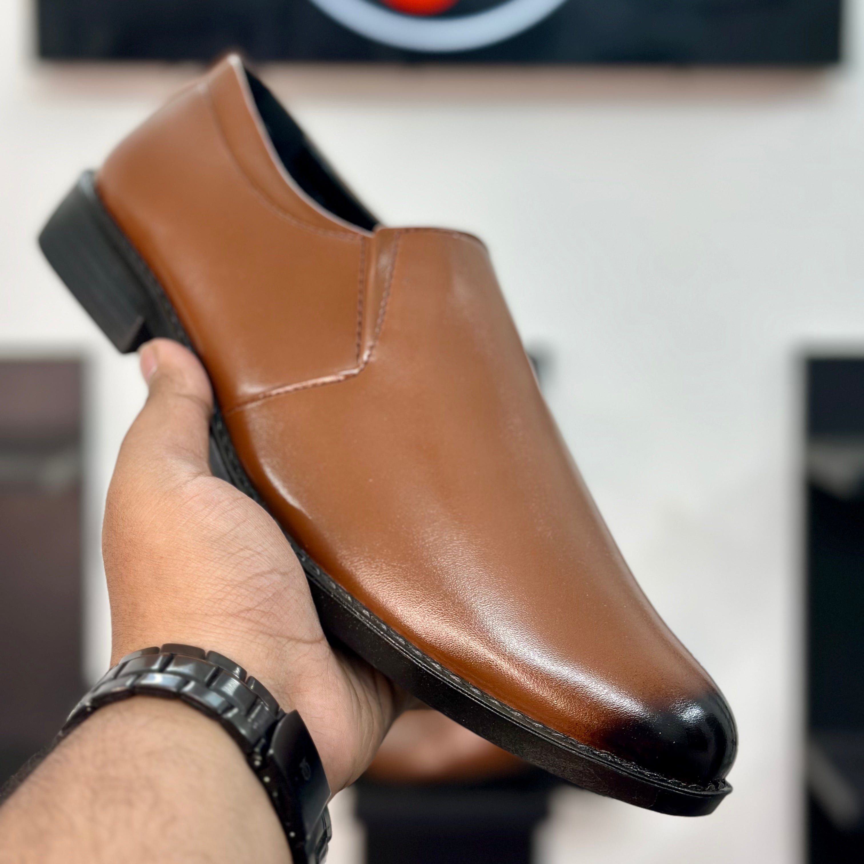 Esrakz Men’s Premium Brown Oxford Slip-On