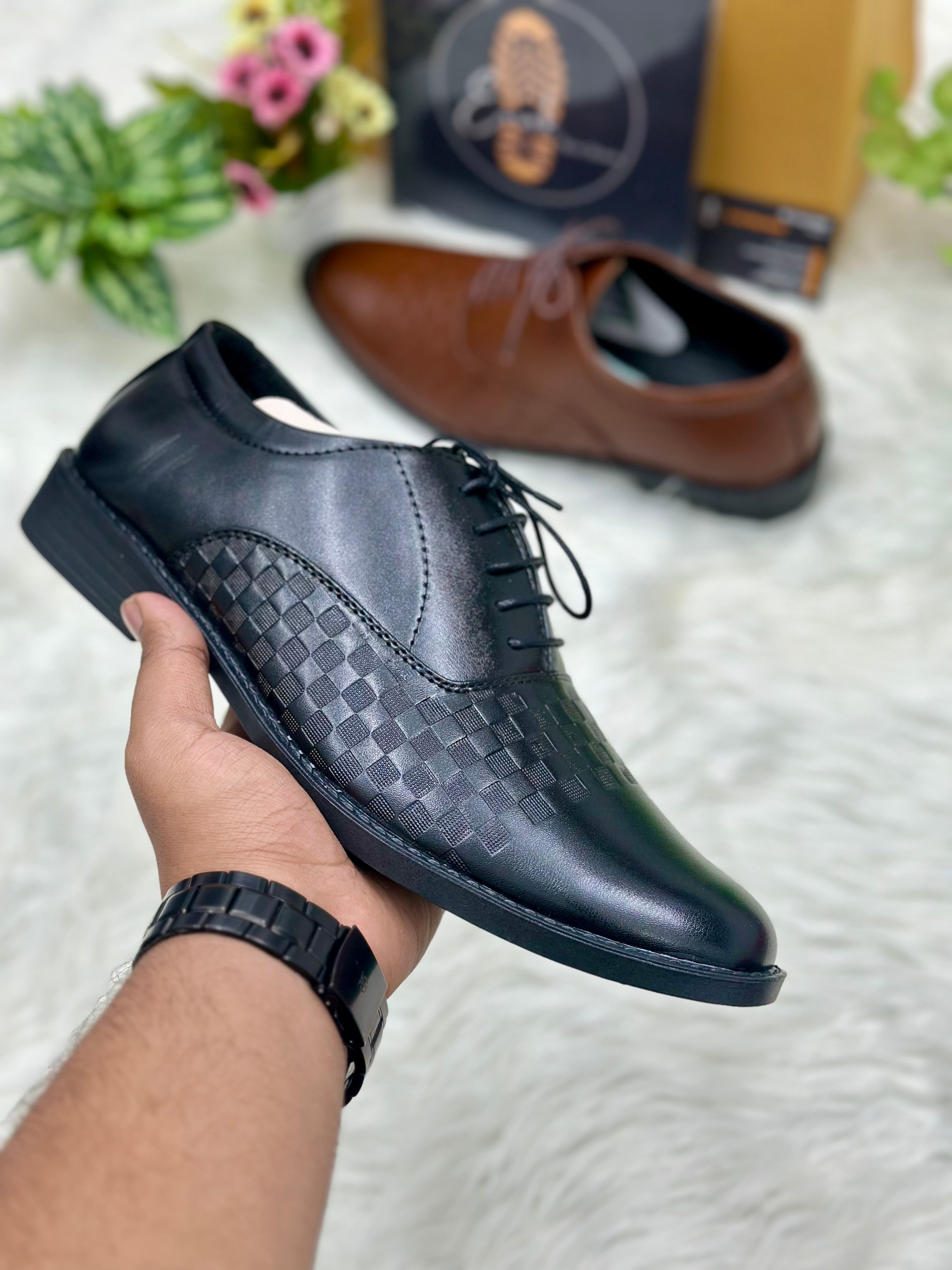 Esrakz-Black Lace-Up Formal Shoes