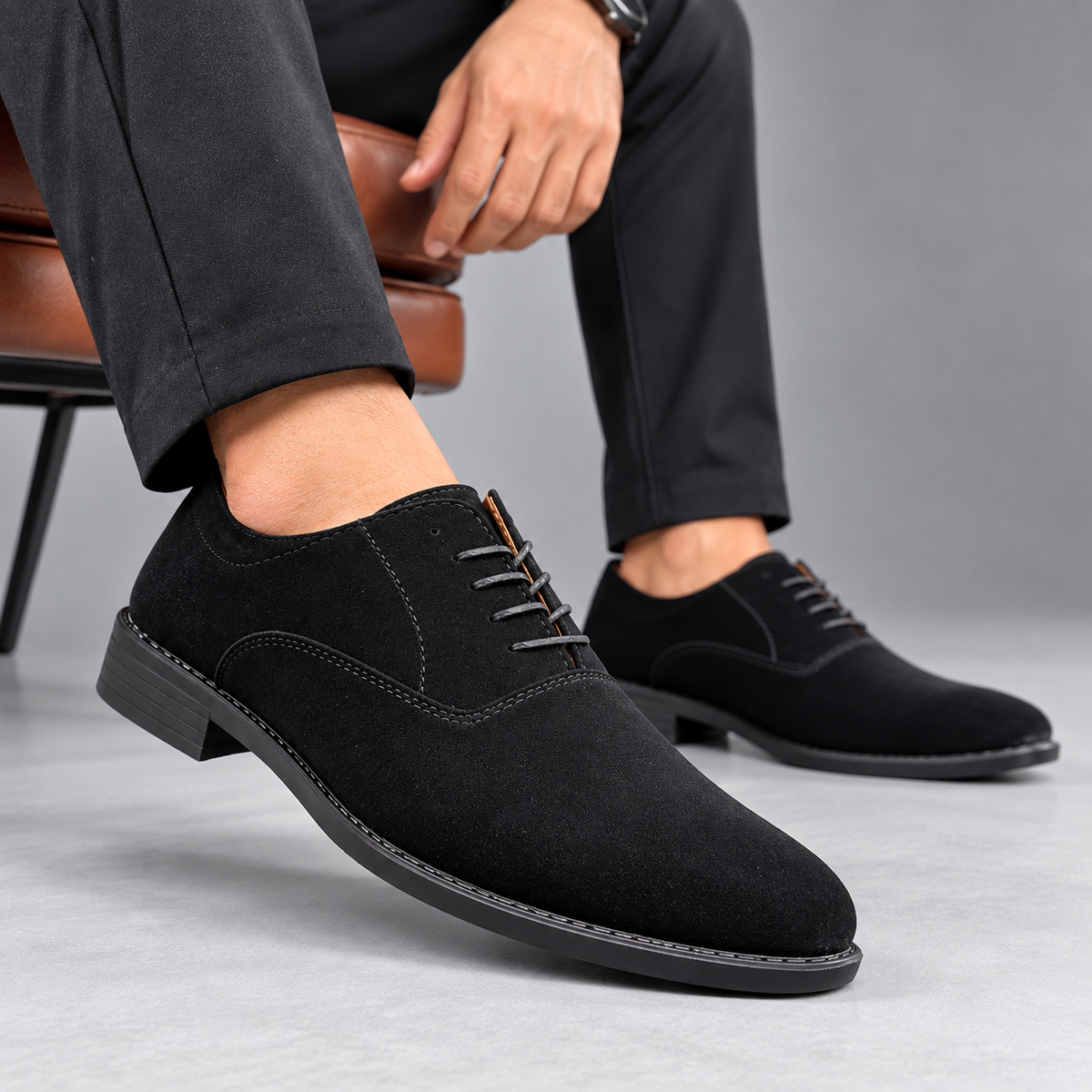 Esrakz Suede Oxford Shoes – Black