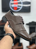 Esrakz-Premium Chocolate Oxford Dress Shoes – Sleek Cap Toe Formal Leather