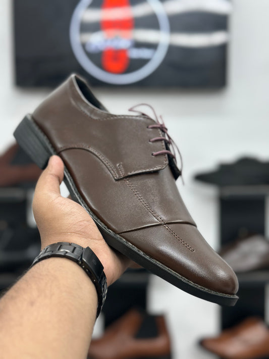 Esrakz-Premium Chocolate Oxford Dress Shoes – Sleek Cap Toe Formal Leather