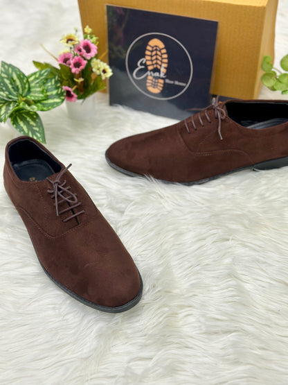 Esrakz-Classic Chocolate Suede Oxford Shoes