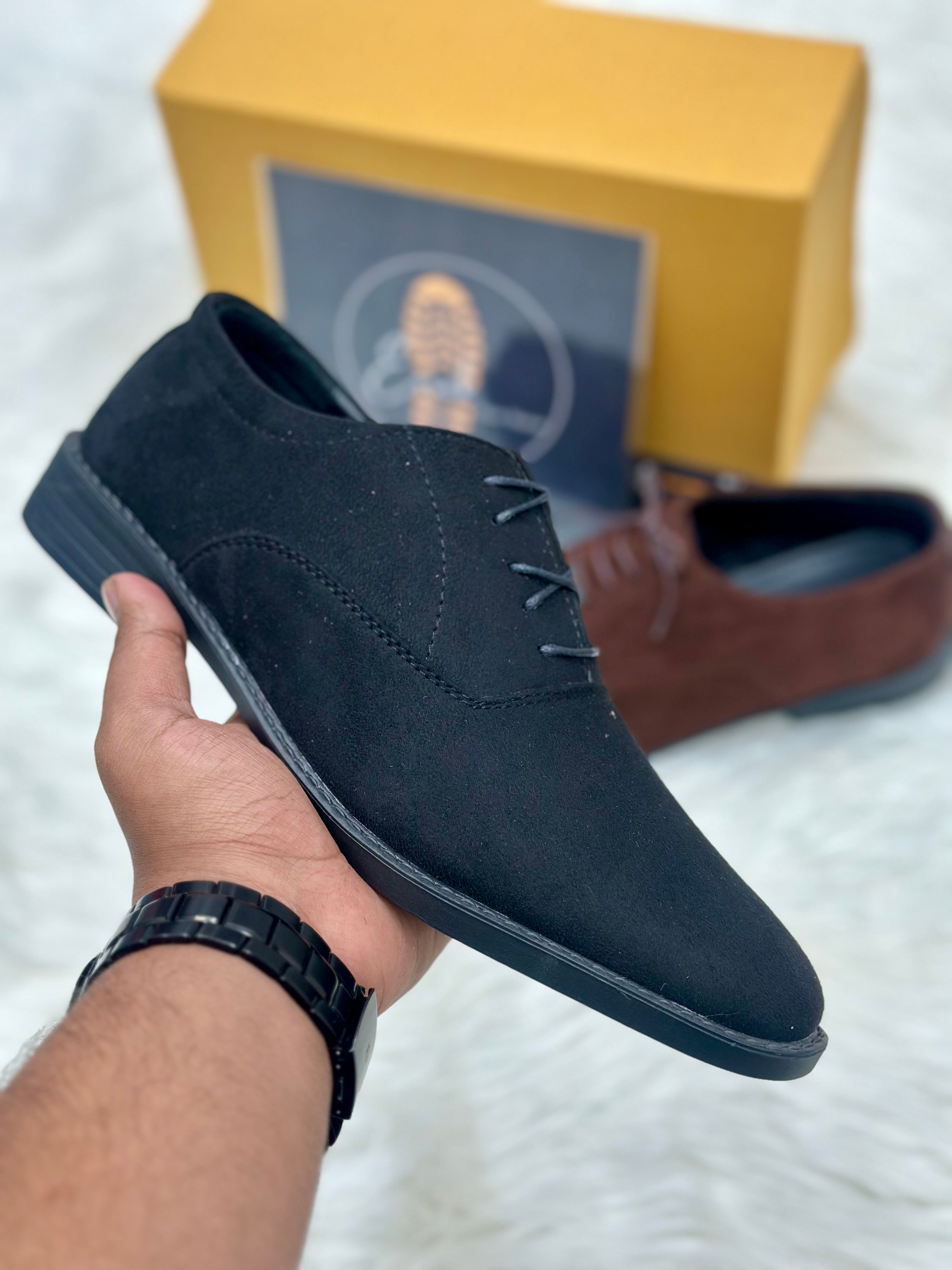 Esrakz-Classic Black Suede Oxford Shoes