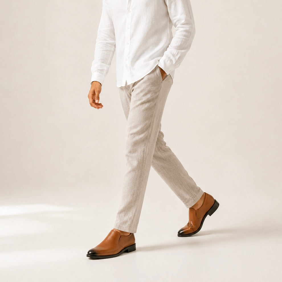 Esrakz Men’s Premium Brown Oxford Slip-On