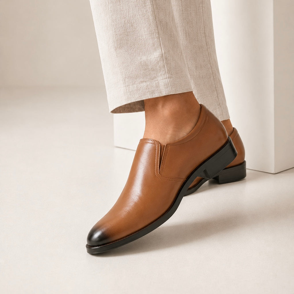 Esrakz Men’s Premium Brown Oxford Slip-On
