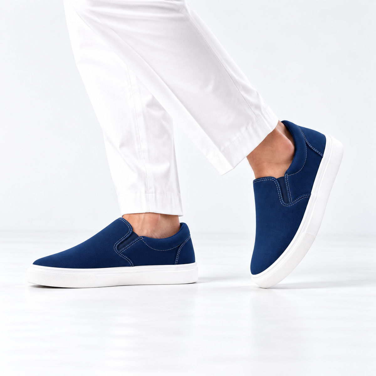 Esrakz Navy Blue Canvas Casual Slip-On Shoe