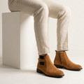 Esrakz Mustard Suede Chelsea Boots – Ankle Fit Chain