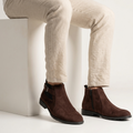 Esrakz Brown Suede Chelsea Boots – Ankle Fit Chain