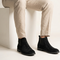 Esrakz Black Suede Chelsea Boots – Round Fit Elastic