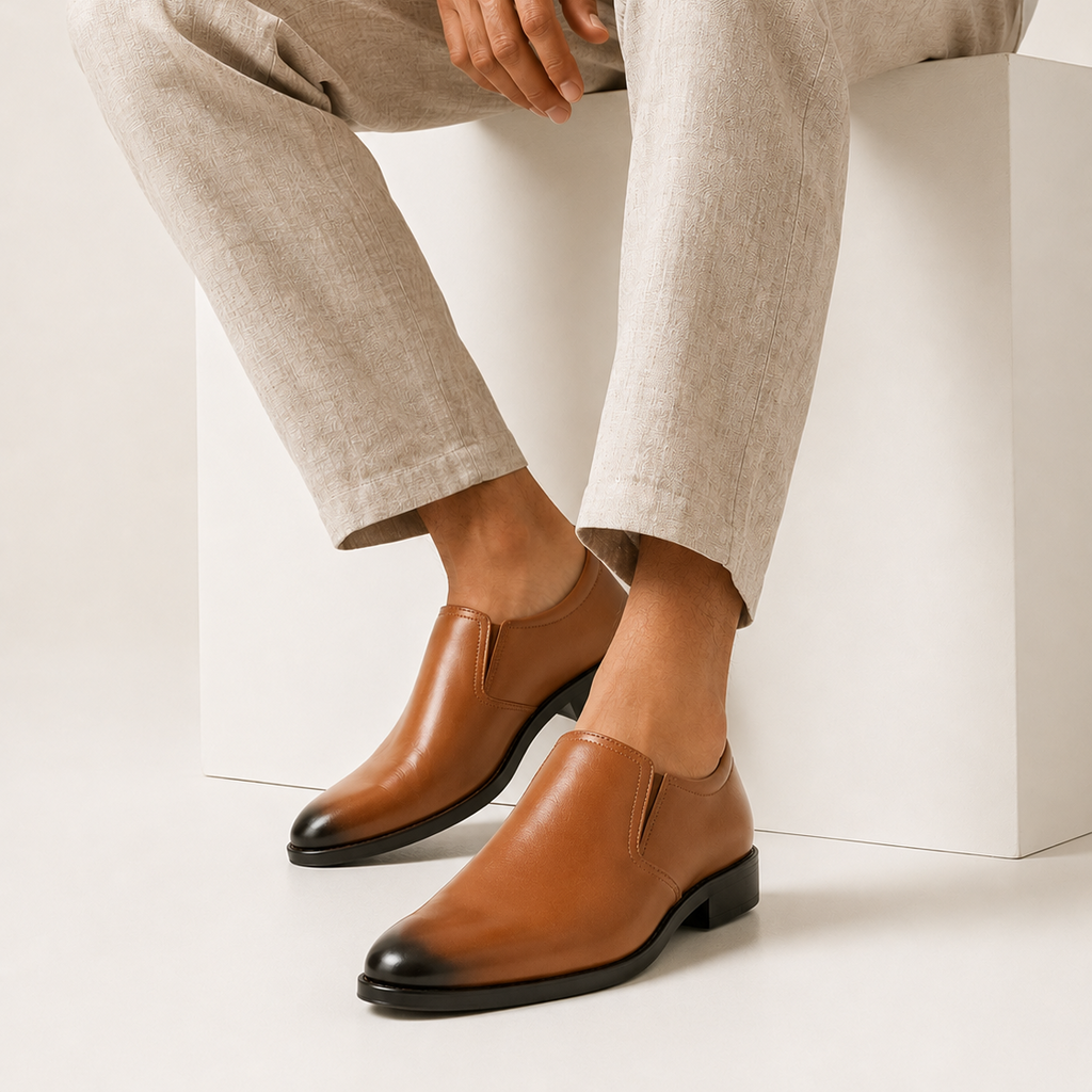 Esrakz Men’s Premium Brown Oxford Slip-On